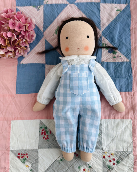 Waldorf doll medium girl • brown hair short braids • Dagmar