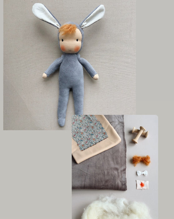 DIY Waldorf bunny SEWING KIT + PDF Pattern e-book • WARM GREY • Shipping out from Monday feb 19th.