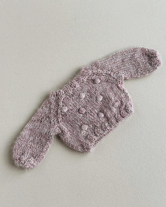 Hand-knitted pompom sweater • Lavender