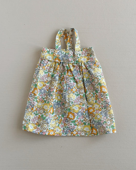 Sample sale • medium pinafore dress • yellow liberty flower• regular price $31