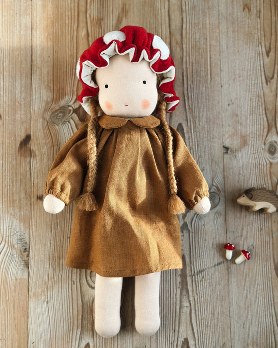 Mushroom waldorf inspired large doll girl • auburn hair • Felicia