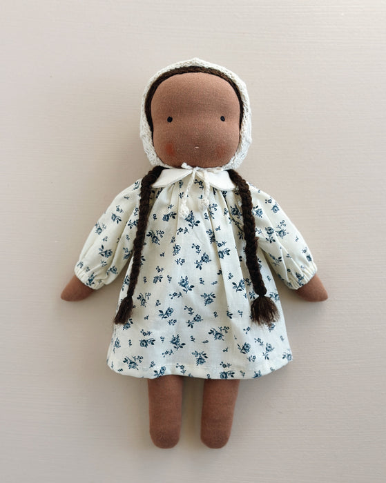 Waldorf doll medium girl • brown hair • Sandra
