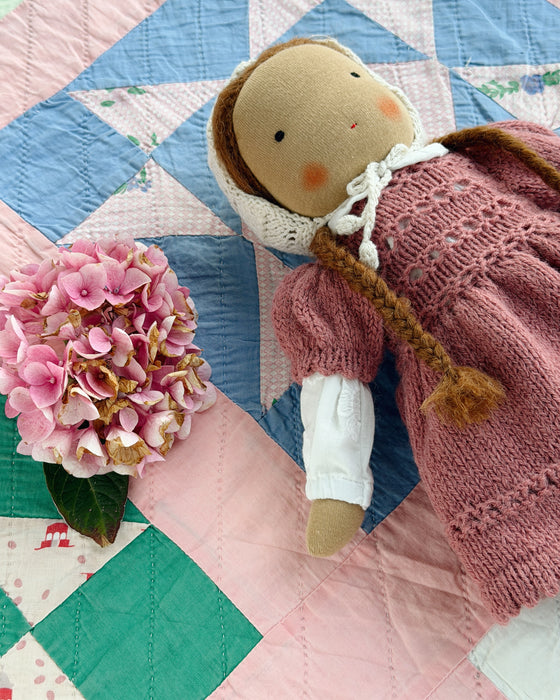 Waldorf doll medium girl • brown hair • Sophia