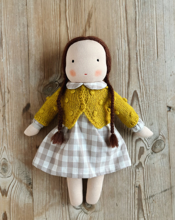 Waldorf doll medium girl • brown hair • Elvira