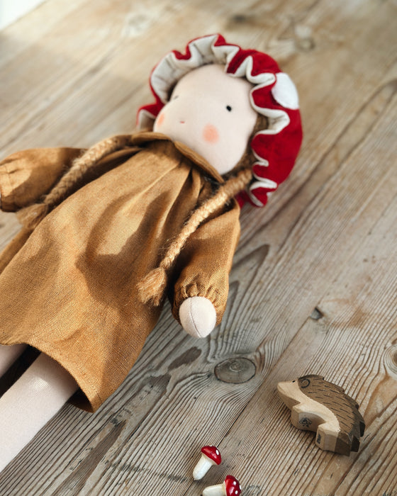 Mushroom waldorf inspired large doll girl • auburn hair • Felicia