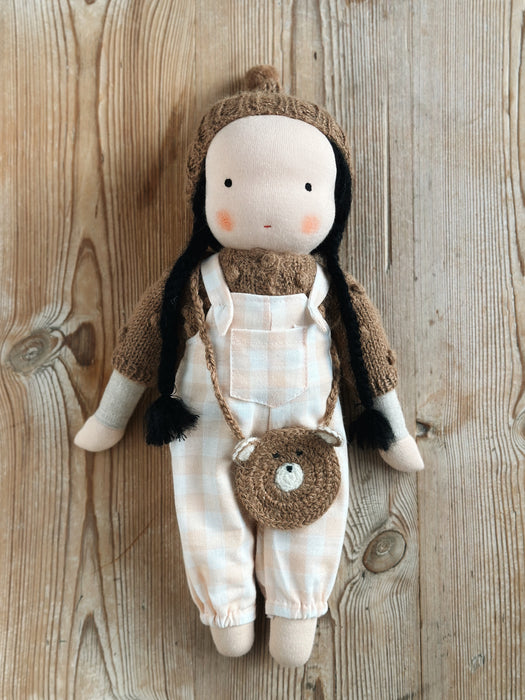 Waldorf doll medium girl • black hair • Esther