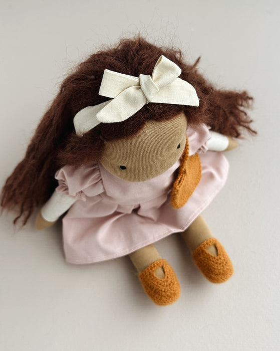 Waldorf inspired longhaired medium doll • Elvira  • light brown skin • brown hair