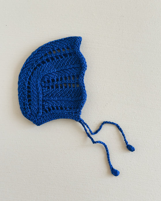 Sample sale • crochet bonnet • dark blue • medium or large • regular price $26