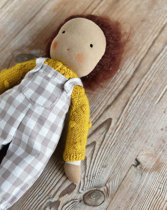 Waldorf doll medium boy • light brown skin auburn hair • Oscar