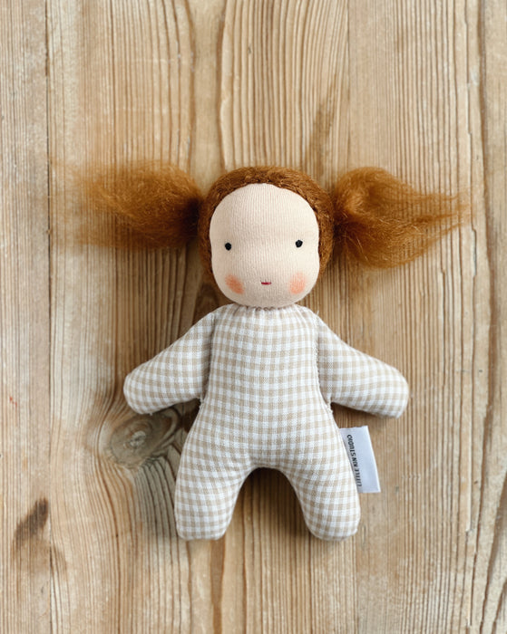 Mini doll • gingham • auburn pigtails