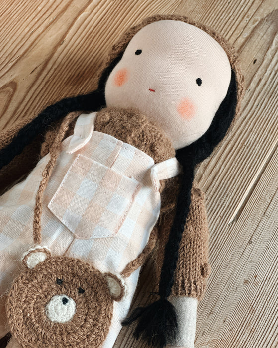 Waldorf doll medium girl • black hair • Esther