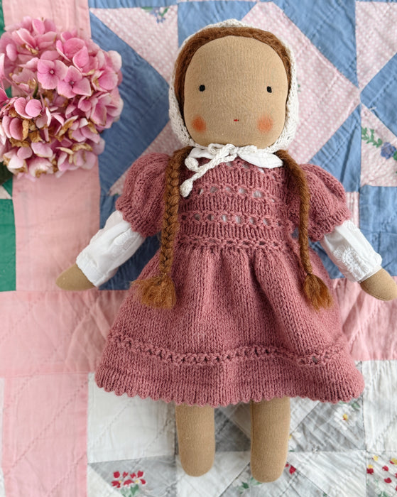 Waldorf doll medium girl • brown hair • Sophia