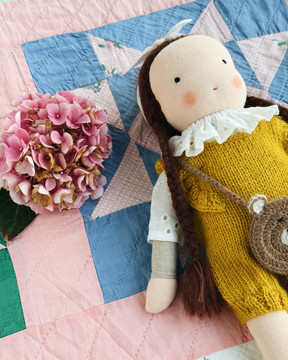 Waldorf doll medium girl • brown hair • Sienna