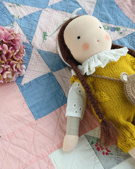 Waldorf doll medium girl • brown hair • Sienna