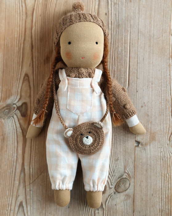 Waldorf doll medium girl • light brown skin auburn hair • Clara