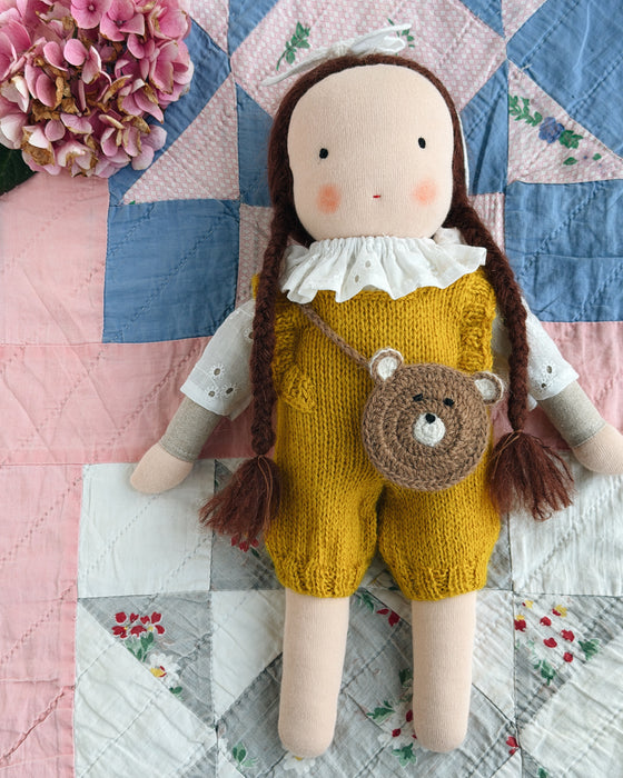 Waldorf doll medium girl • brown hair • Sienna