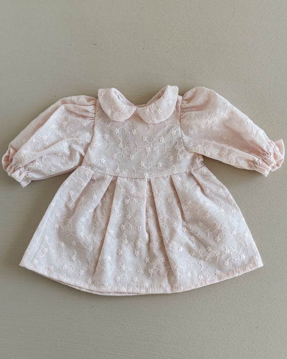 Sample sale • large collar puff sleeve dress • soft pink brocade • regular price $31