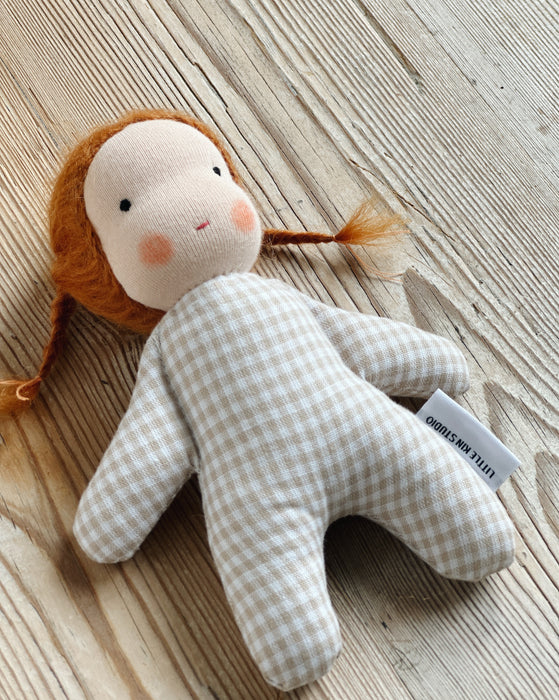 Mini doll • gingham • rust braids