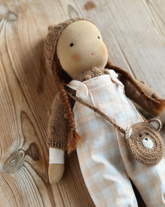 Waldorf doll medium girl • light brown skin auburn hair • Clara