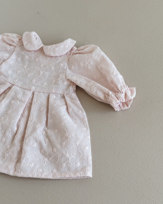 Sample sale • large collar puff sleeve dress • soft pink brocade • regular price $31