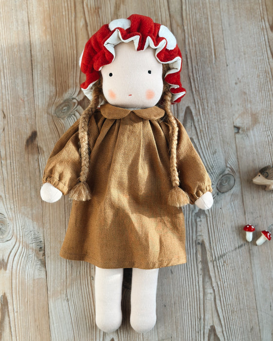 Mushroom waldorf inspired large doll girl • auburn hair • Felicia