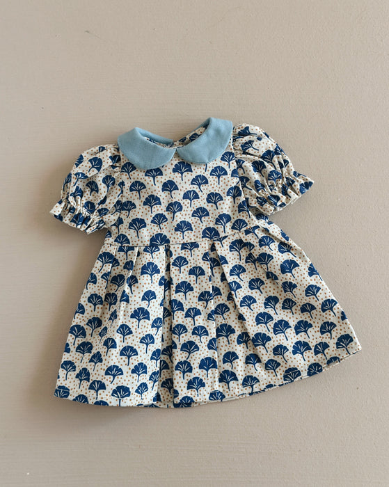 Sample sale • medium collar puff sleeve dress • blue liberty leaves • regular price $31