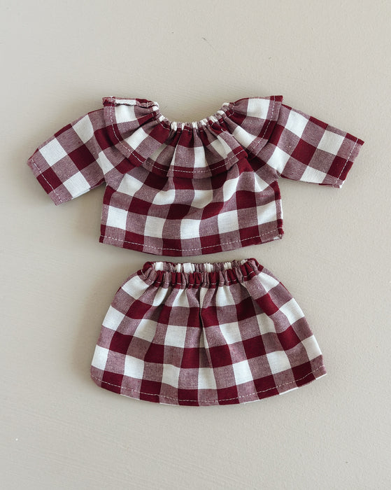 Sample sale • medium shirt & skirt set • red gingham • regular price $34