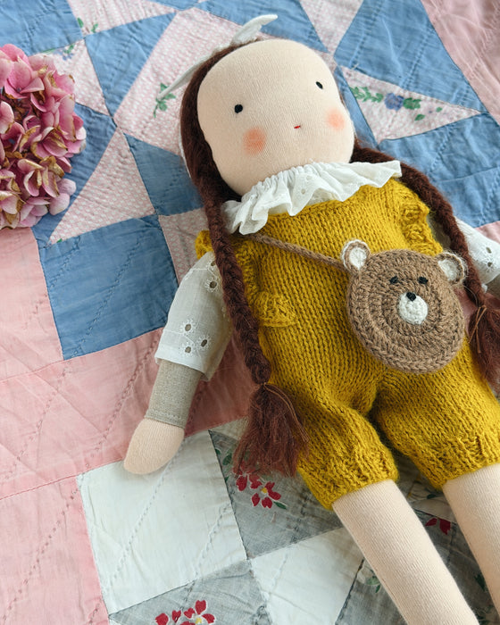 Waldorf doll medium girl • brown hair • Sienna