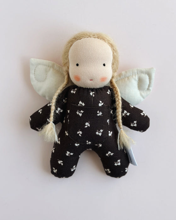 Tooth fairy Waldorf inspired mini doll • blond hair • white leaf