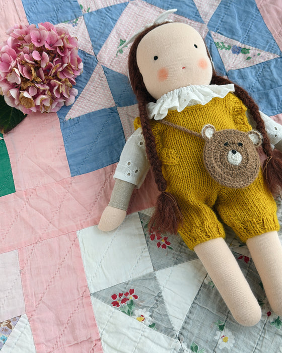 Waldorf doll medium girl • brown hair • Sienna