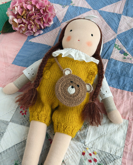 Waldorf doll medium girl • brown hair • Sienna