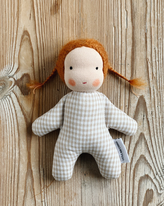 Mini doll • gingham • rust braids