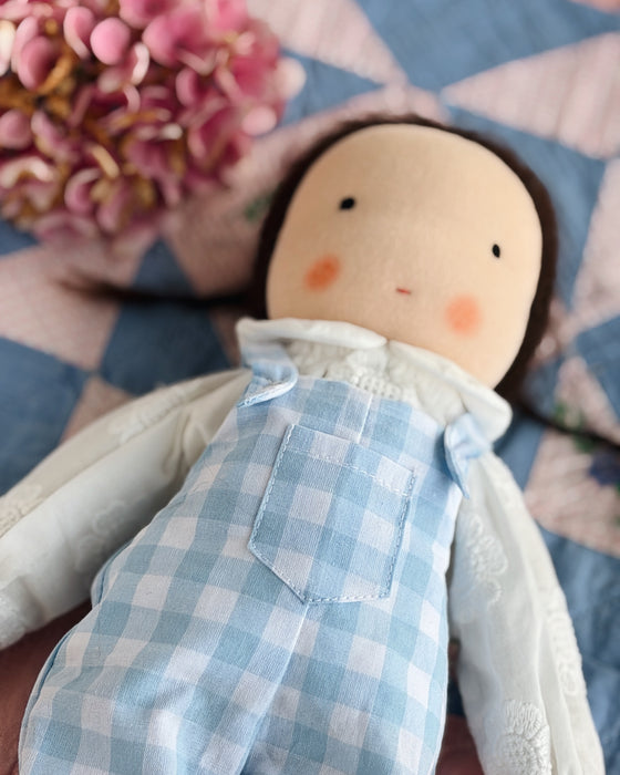 Waldorf doll medium girl • brown hair short braids • Dagmar