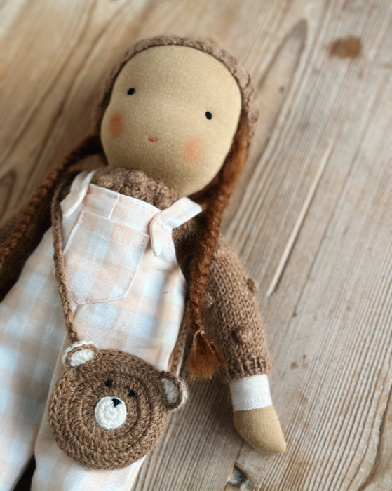 Waldorf doll medium girl • light brown skin auburn hair • Clara