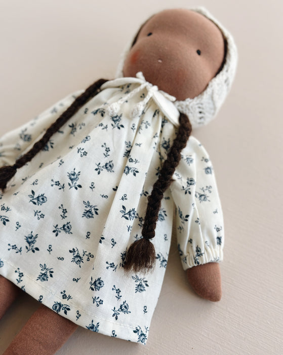 Waldorf doll medium girl • brown hair • Sandra