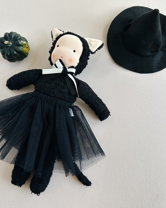 Waldorf Inspired black cat doll  • witch