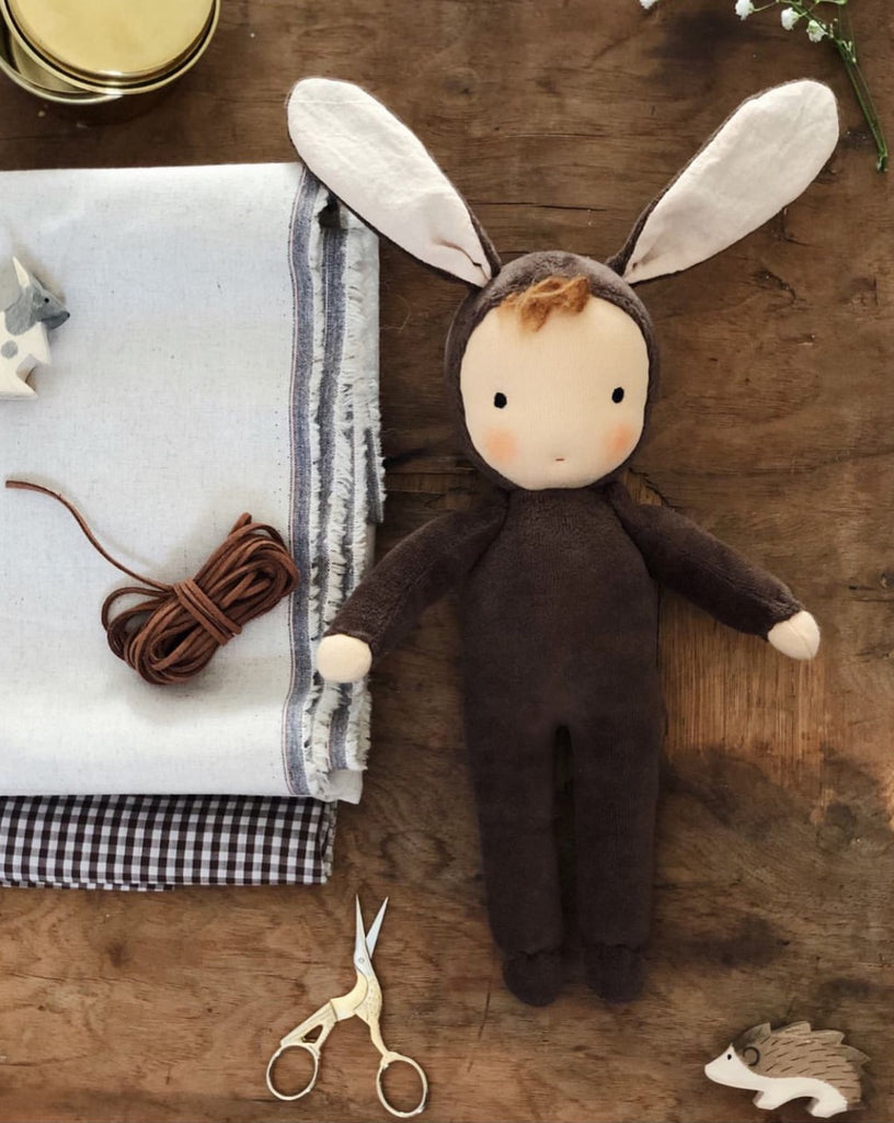 little kin studio Waldorf inspired doll① PDF Pattern e-book for Waldorf inspired velour Bunny Doll– Little